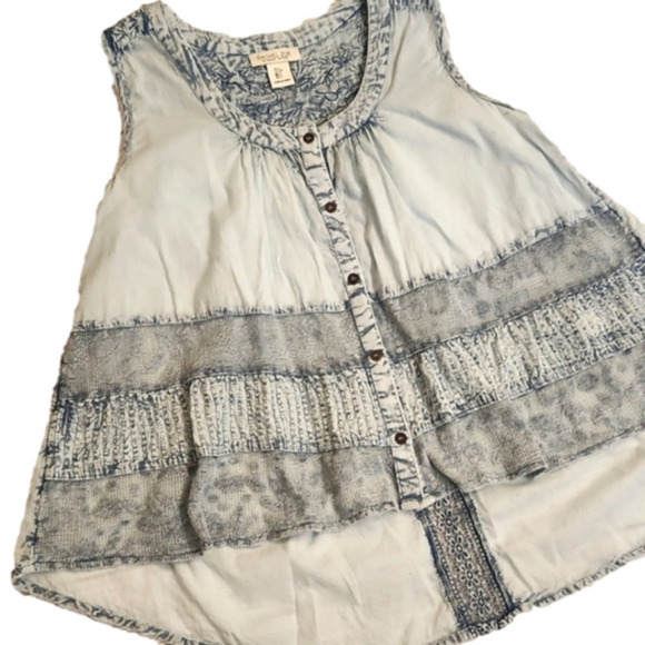 WOMENS Rachel Zoe light chambray embroidered tank top size Small. - Picture 9 of 14